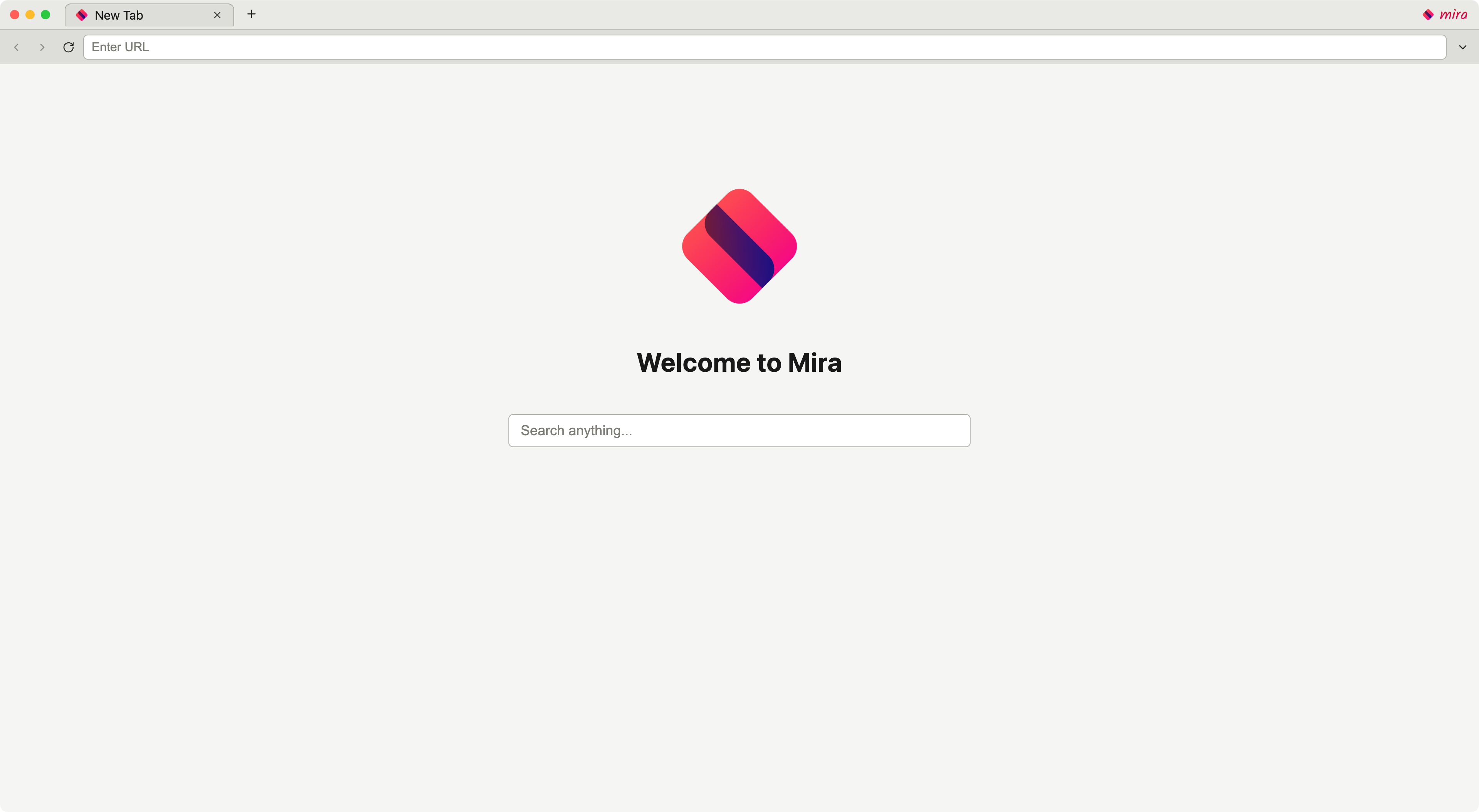 Screenshot of the Mira browser in light mode